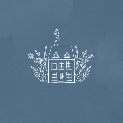 Lieve felicitatiekaart nieuwe woning met huisje en bloemen 2