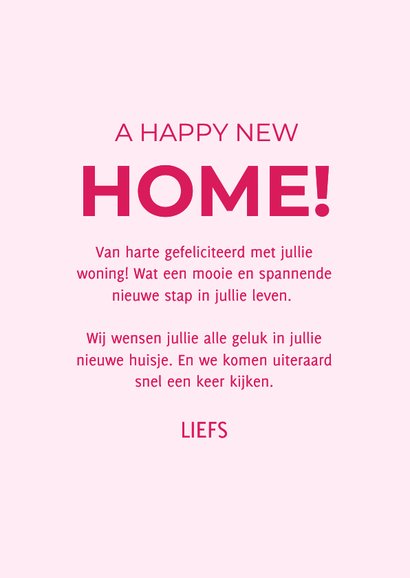 Lieve felicitatiekaart verhuizing met roze huisje en hartjes 3