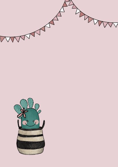 Lieve felicitatiekaart voor geboorte meisje met cactus 2