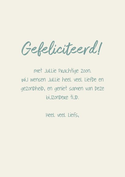 Lieve felicitatiekaart voor geboorte van een zoon! 3