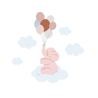 Lieve felicitatiekaart zwanger met olifantje in de wolken 2
