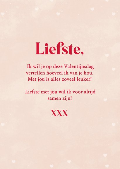 Lieve fotokaart voor valentijn in lichtroze met hartjes 3