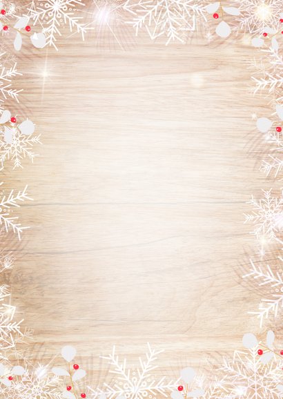 Lieve grappige kerstkaart met kerstknuffel en kerst props Achterkant