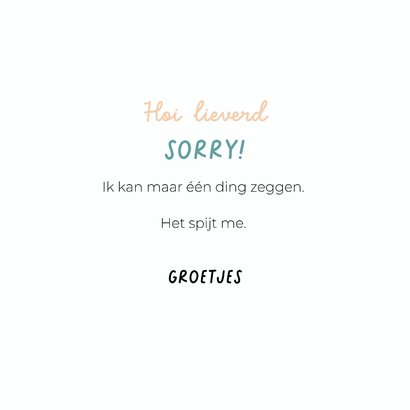 Lieve het spijt me kaart van hondje met schuin koppie 3