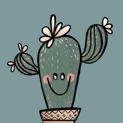 Lieve ik-denk-aan-je-kaart met vrolijke cactus 2