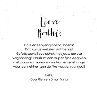 Lieve kaart voor eerste verjaardag met zebra en foto 3