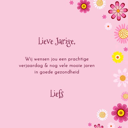 Lieve kat & bloemen verjaardagskaart 3