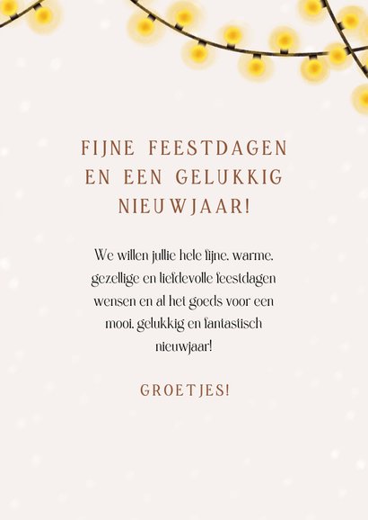 Lieve kerstkaart hond en kat achter raam sneeuw en lampjes 3
