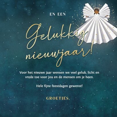 Lieve kerstkaart met illustratie van engel met glitters 3