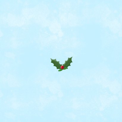 Lieve kerstkaart met illustratie van twee musjes Achterkant