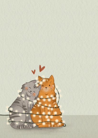 Lieve kerstkaart met knuffelende katten 2