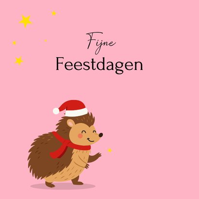 Lieve kerstkaart met vrolijke egel 2
