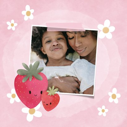 Lieve Moederdag kaart aardbeien Mom I love you berry much 2