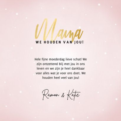 Lieve moederdag kaart met foto's, harten en gouden 'Mama' 3