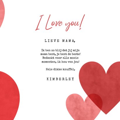 Lieve moederdag kaart met I love you, hartjes, en foto 3