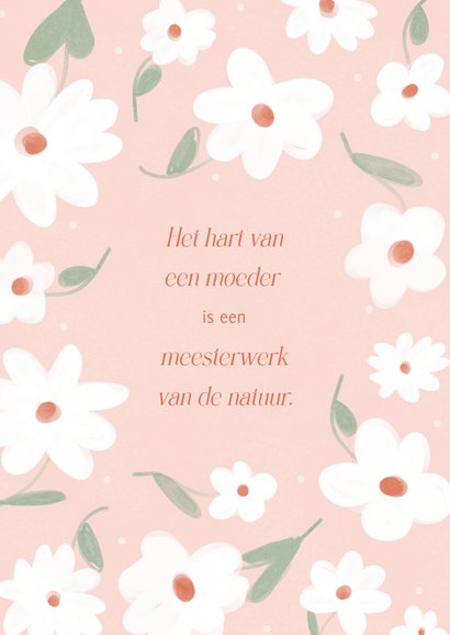 Lieve roze moederdagkaart met witte bloemetjes 2