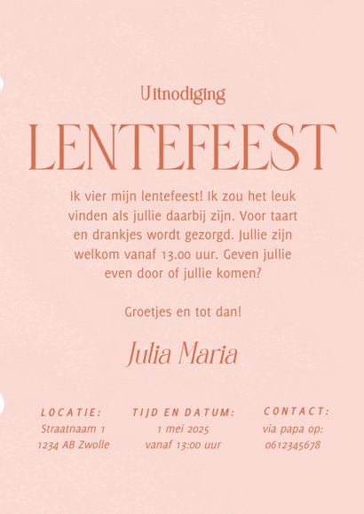  Lieve roze uitnodiging voor een lentefeest met bloemen 3