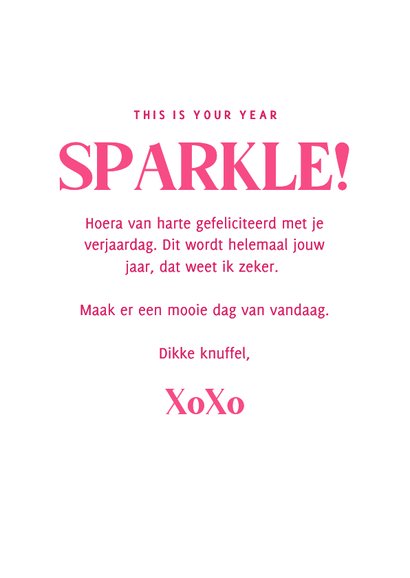 Lieve roze verjaardagskaart met hond en slingers sparkle 3