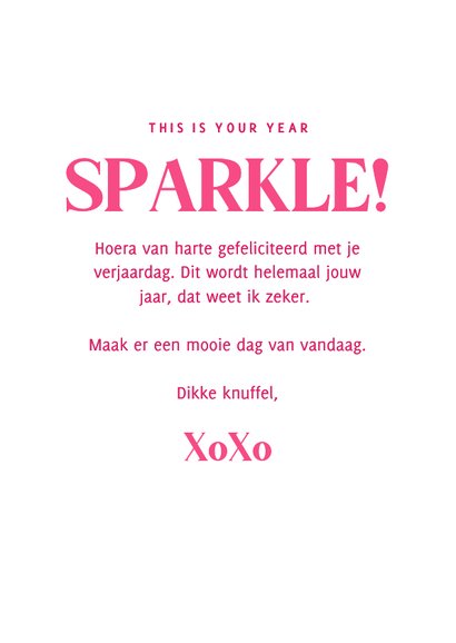 Lieve roze verjaardagskaart met hond en slingers sparkle 3