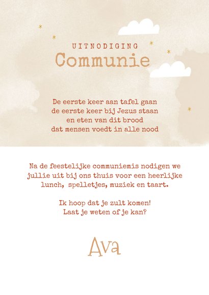 Lieve uitnodiging communie regenboog en foto's meisje 3