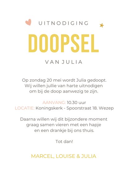 Lieve uitnodiging doop meisje gelukspoppetje engeltje 3