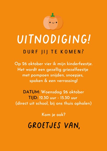 Lieve uitnodiging voor een griezel Halloween kinderfeestje 3