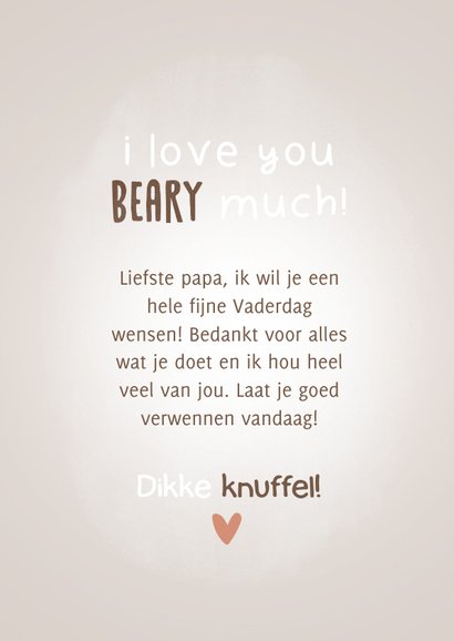 Lieve vaderdagkaart met beertjes, I love you beary much! 3