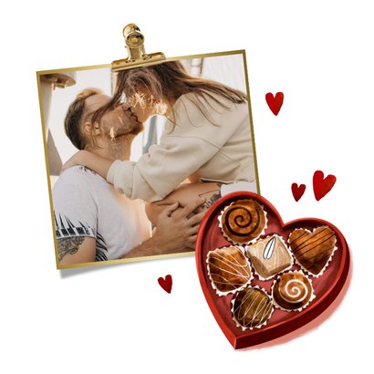 Lieve valentijnskaart 'Choco-lot' bonbons harten watercolor 2