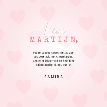 Lieve Valentijnskaart hartjes & snoephartje You're so sweet! 3