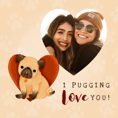 Lieve Valentijnskaart I pugging love you met pug en hartjes 2