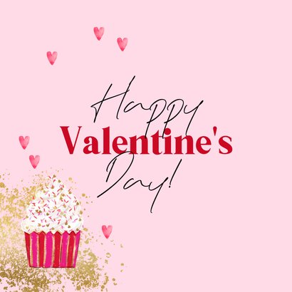 Lieve valentijnskaart illustratie cupcake goud hartjes  2