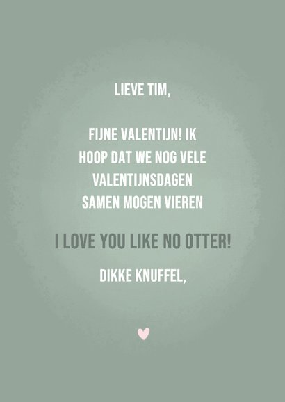 Lieve valentijnskaart illustratie otters en grappige tekst 3