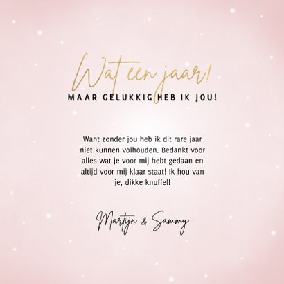 Lieve valentijnskaart met hartjes 'Wat een jaar!' 3
