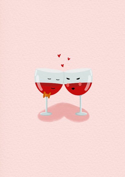 Lieve valentijnskaart met twee wijnglazen 2