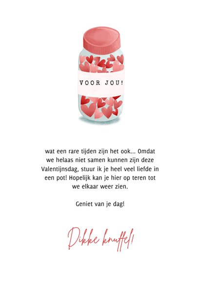 Lieve Valentijnskaart pot met voorraadje liefde 3