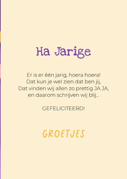 Lieve verjaardagskaart hond met lolly en slingers 3