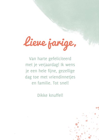 Lieve verjaardagskaart meisje roze flamingo en spetters mint 3