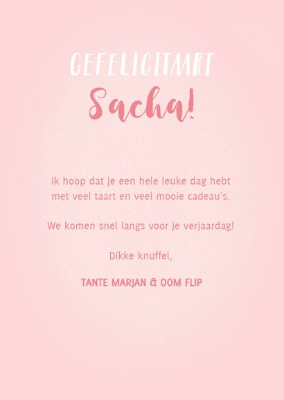 Lieve verjaardagskaart met leuk taartje en aanpasbare naam 3