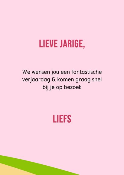 Lieve verjaardagskaart met vrolijke beer op scooter 3