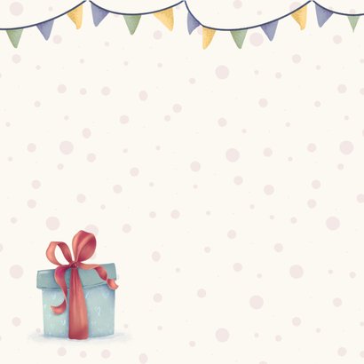 Lieve verjaardagskaart met zwaan en cadeautje 2