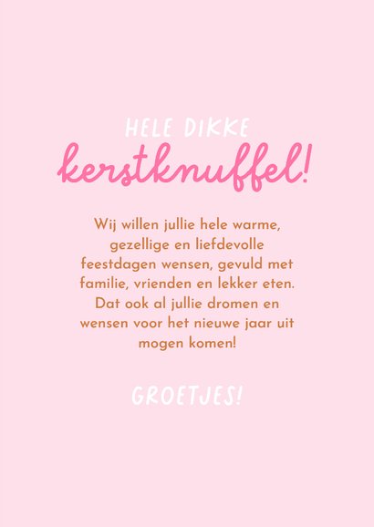 Lieve vrolijke kerstkaart met gemberkoek mannetje en strik 3