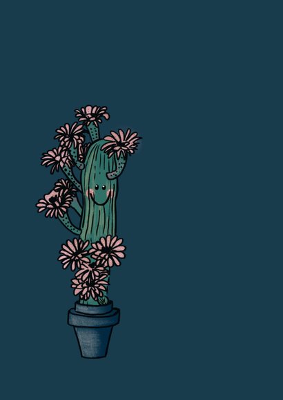 Lieve zomaar-kaart met cactus en roze bloemen 2
