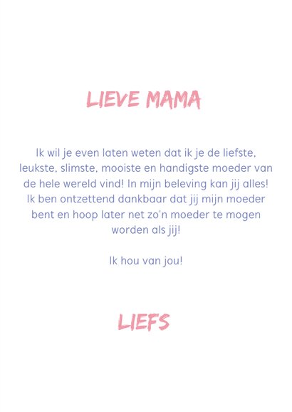 Lila moederdag kaart 'mijn mama kan alles' 3