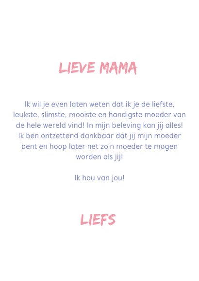 Lila moederdag kaart 'mijn mama kan alles' 3