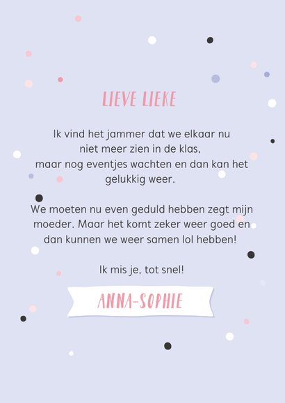 Lila paarse kaart met spreuk 'het komt wel goed schatje' 3