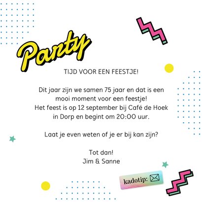 LP uitnodiging 80's party 2