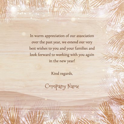 Luxe houtlook kerstkaart zakelijk met rendier in landschap 3