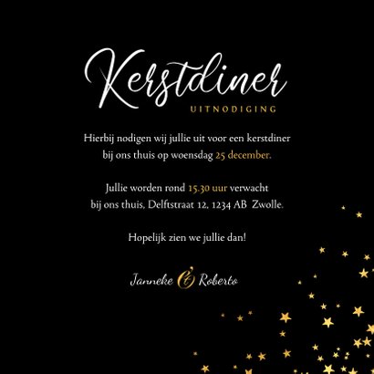 luxe uitnodiging kerstdiner sterren goud confetti 3
