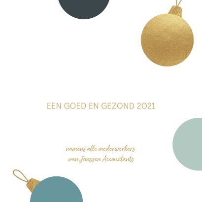Luxe zakelijke kerstkaart met kerstballen 3