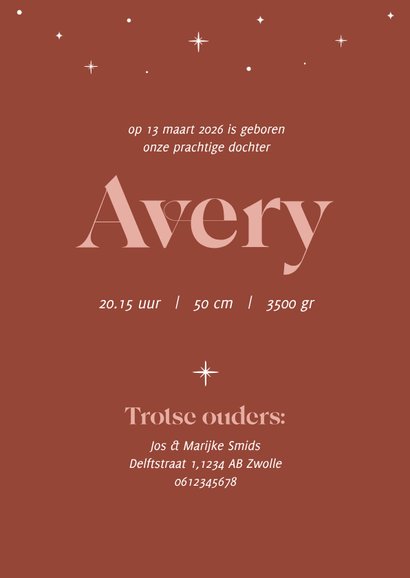 Magisch geboortekaartje met konijntje wolken en sterren 3